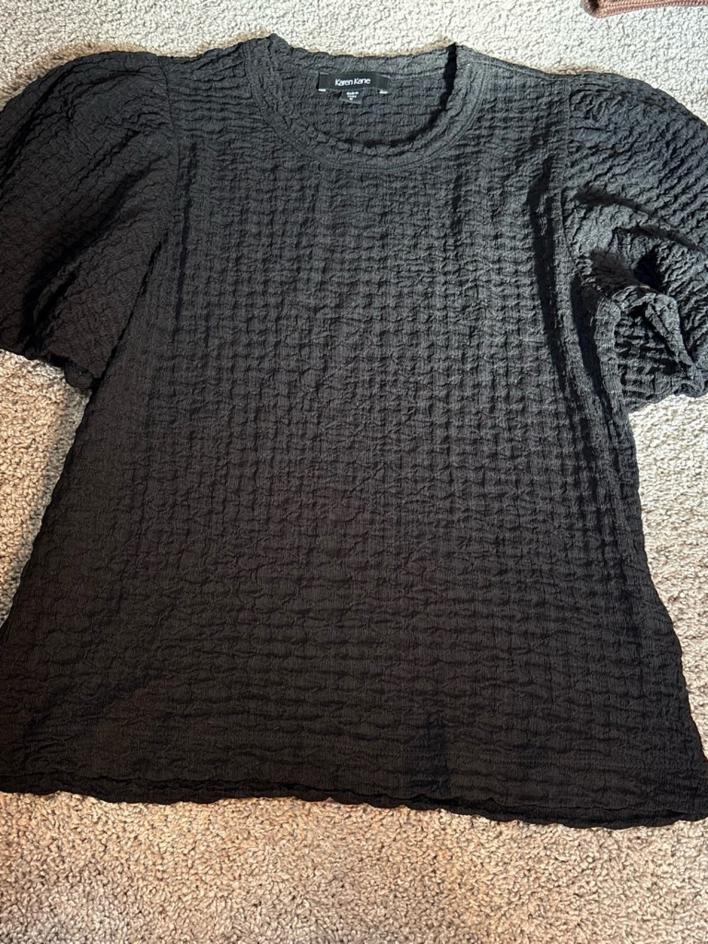 Karen Kane Black Textured Short-Sleeve Tee